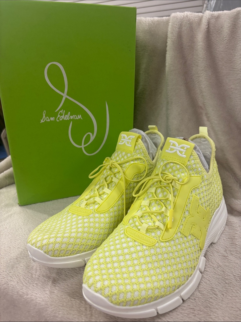 Sam Edelman Women's Neon Lime Knit Sneakers